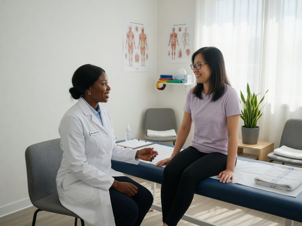 Clinician listening to a patient during a consult